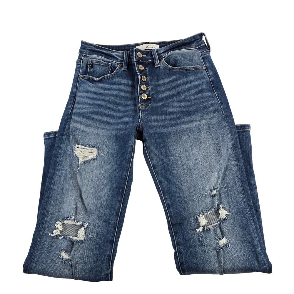 Kancan High Rise Button Fly Distressed Skinny‎ Jeans Women's Size 7 27